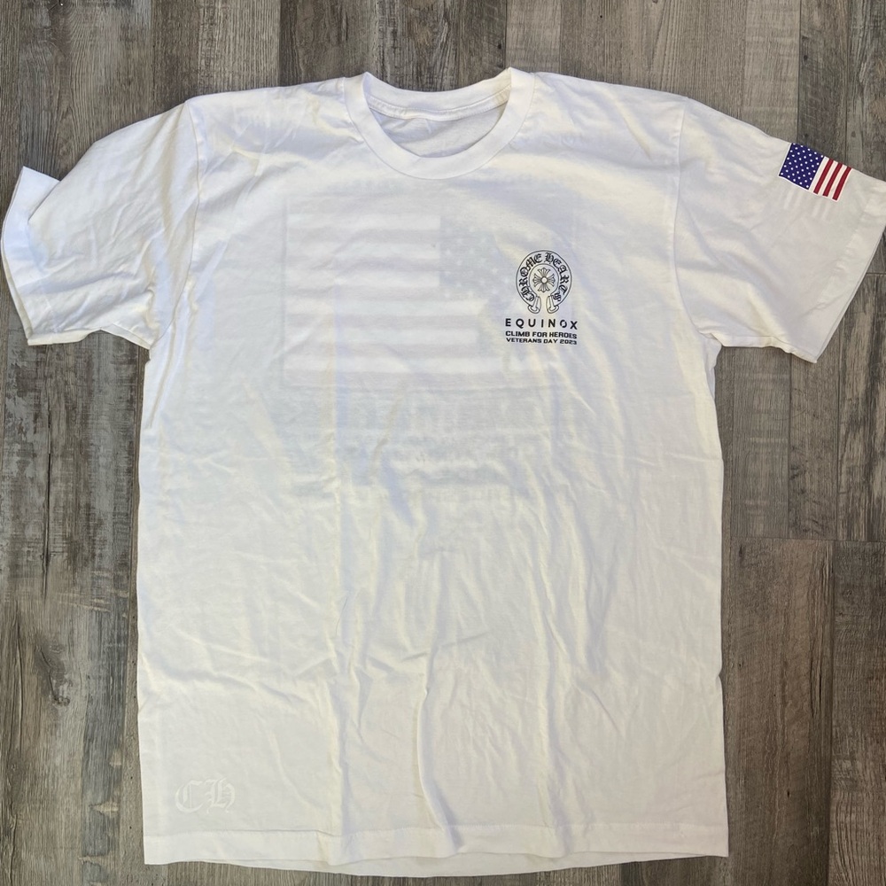 Equinox White Graphic T-Shirt with Flag Detail